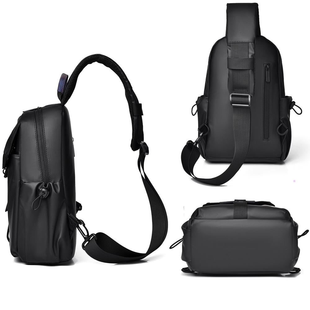 NNEDSZ Lightweight Waterproof Men Chest Bag Cycling Shoulder Bag - Black-4