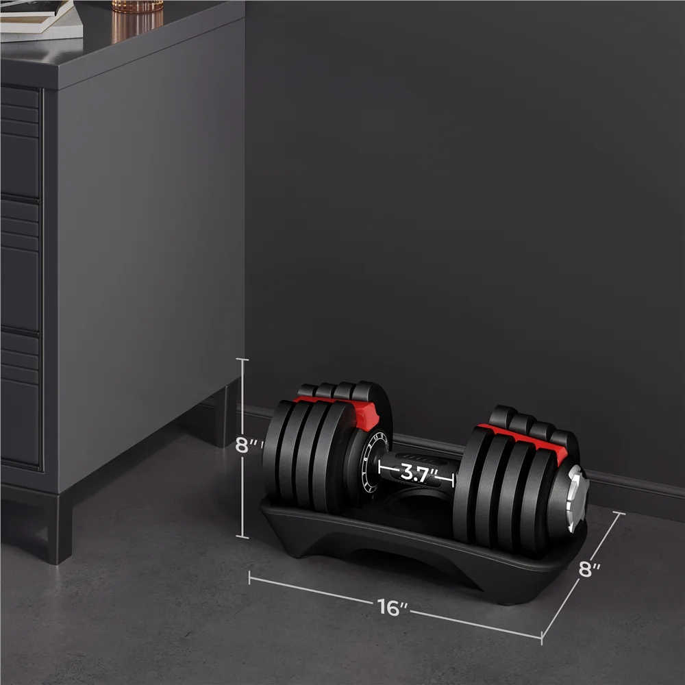 40Lb Adjustable Dumbbell Set with Anti-Slip Handle and Tray, Black