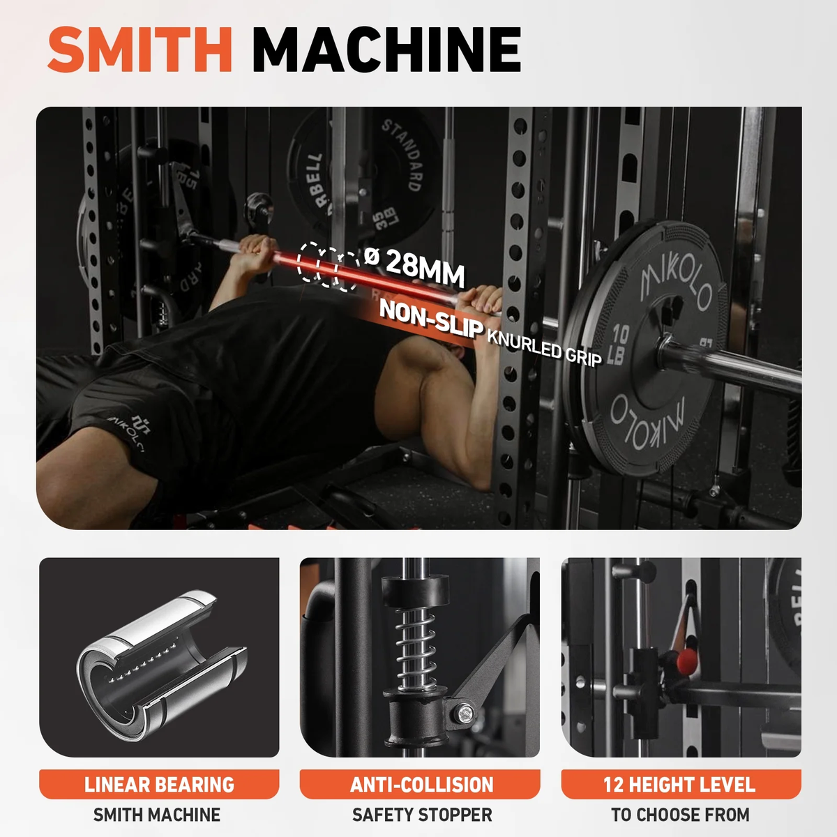 Smith Machine, All-In-One Power Rack Cage with Vertical Leg Press, 2000LBS Power Cage Squat Rack with Smith Bar, Dual Pulley Cable Crossover System for Home Gym