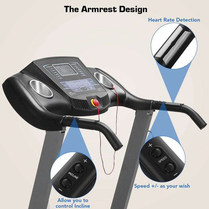 Treadmill with Auto Incline Folding Treadmill 12Level Incline 2.5 Horse Power 15 Preset for Home Use 8.5 Mph Range