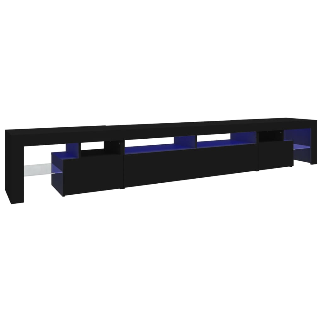 NNEVL TV Cabinet with LED Lights Black 260x36.5x40 cm-1