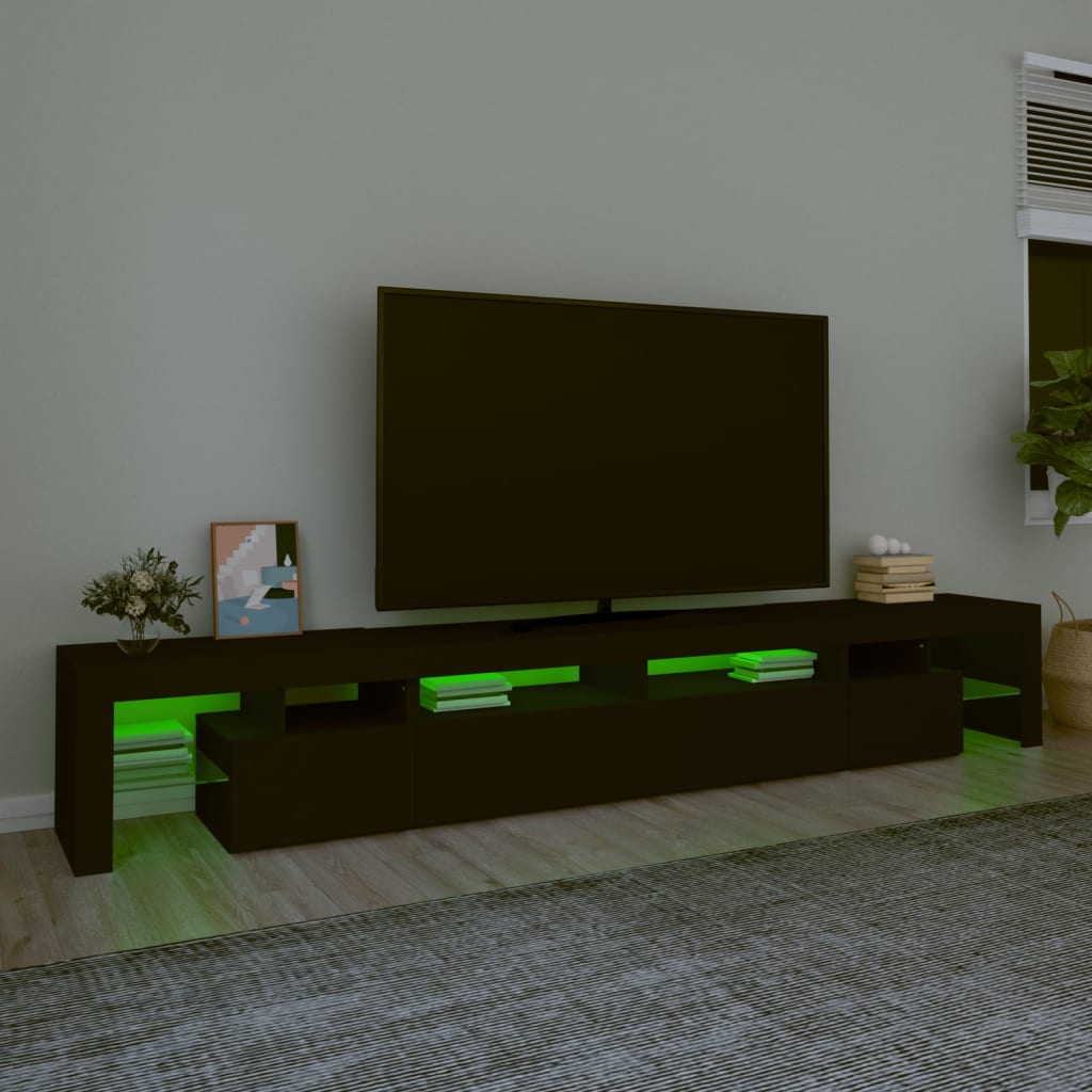 NNEVL TV Cabinet with LED Lights Black 260x36.5x40 cm-3