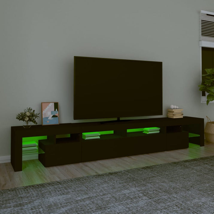 NNEVL TV Cabinet with LED Lights Black 260x36.5x40 cm-3