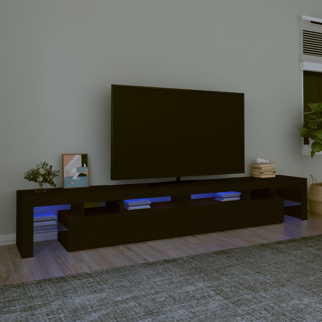 NNEVL TV Cabinet with LED Lights Black 260x36.5x40 cm-0