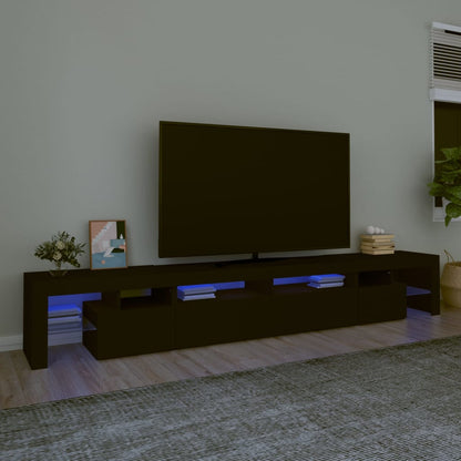 NNEVL TV Cabinet with LED Lights Black 260x36.5x40 cm-0