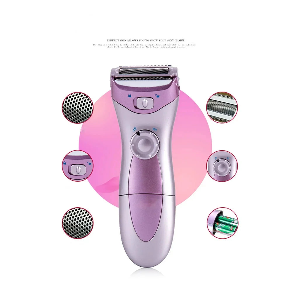 Electric Shaver for Women, Cordless Razor, Wet Dry Razor Remover Shavers & Trimmer for Ladys Legs Face Facial Hair Bikini Area Armpit Body,Purple