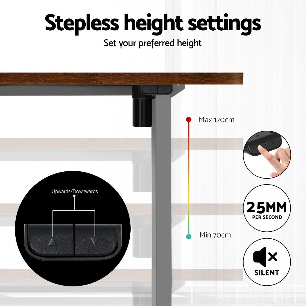NNEDSZ Artiss Standing Desk Motorised 120CM Rustic Brown-4