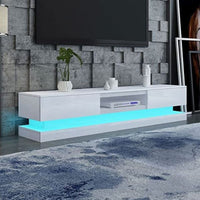NNEDSZ Modern High Gloss LED RGB TV Entertainment Unit with Storage 220cm - White-0
