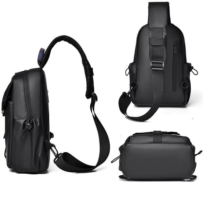 NNEDSZ Lightweight Waterproof Men Chest Bag Cycling Shoulder Bag - Black-4