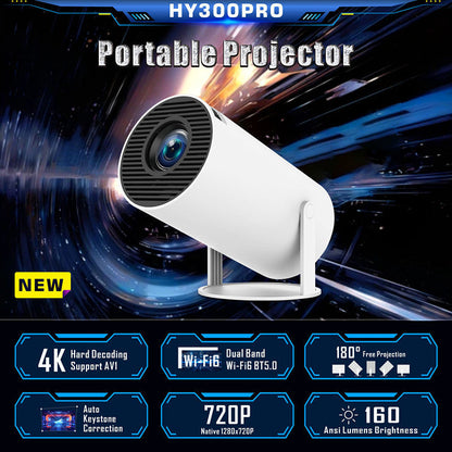 NNEDSZ HY300PRO Portable Projector - 4K Decoding, Wi-Fi 6, 720P HD with 160 ANSI Lumens-1