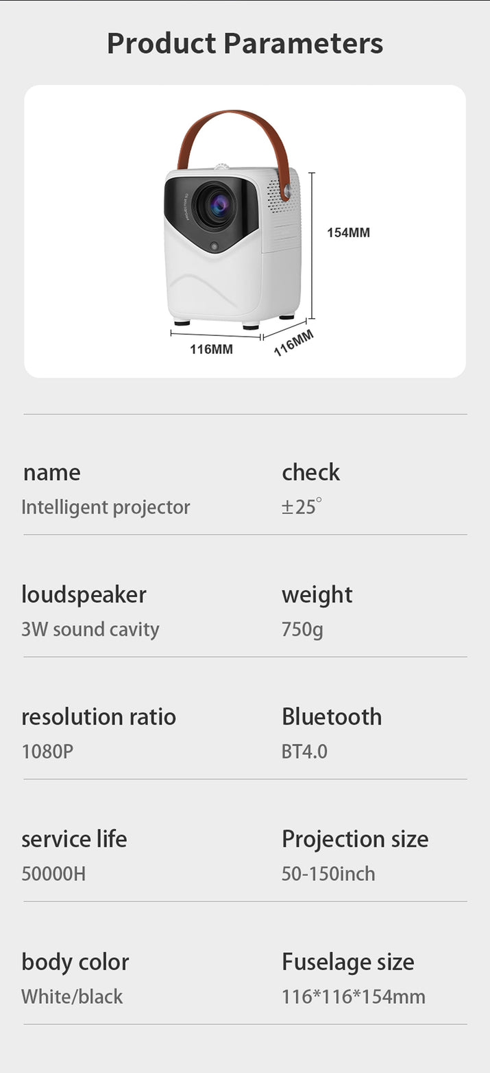 NNEDSZ Mini Portable HD Projector with Giant Screen Display and Gamut Compensation - Home Cinema-4