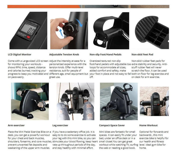 Multi-Function Mini Digital under Desk Bike Stepper Foot Pedal Exerciser,Pedal Exerciser for Senior