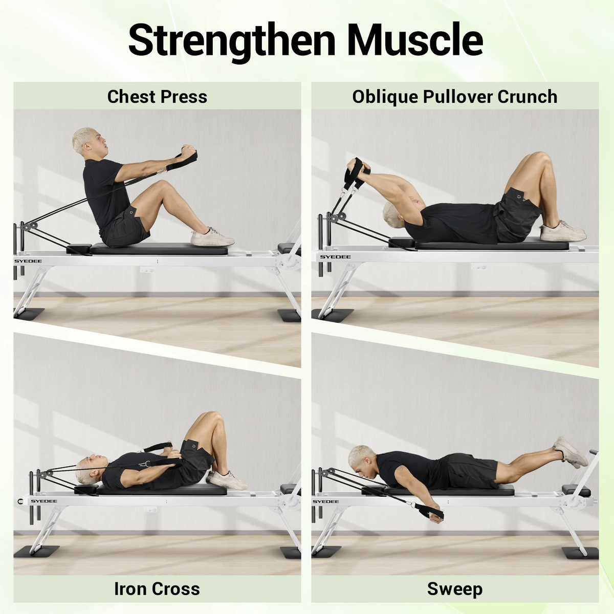 Foldable Pilates Equipment for Home Workouts,Balanced Body Pilates Reformer Machine for Home and Gym, Pilates Exercise Equipment with Jump Board, Additional 4 Springs