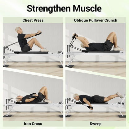 Foldable Pilates Equipment for Home Workouts,Balanced Body Pilates Reformer Machine for Home and Gym, Pilates Exercise Equipment with Jump Board, Additional 4 Springs