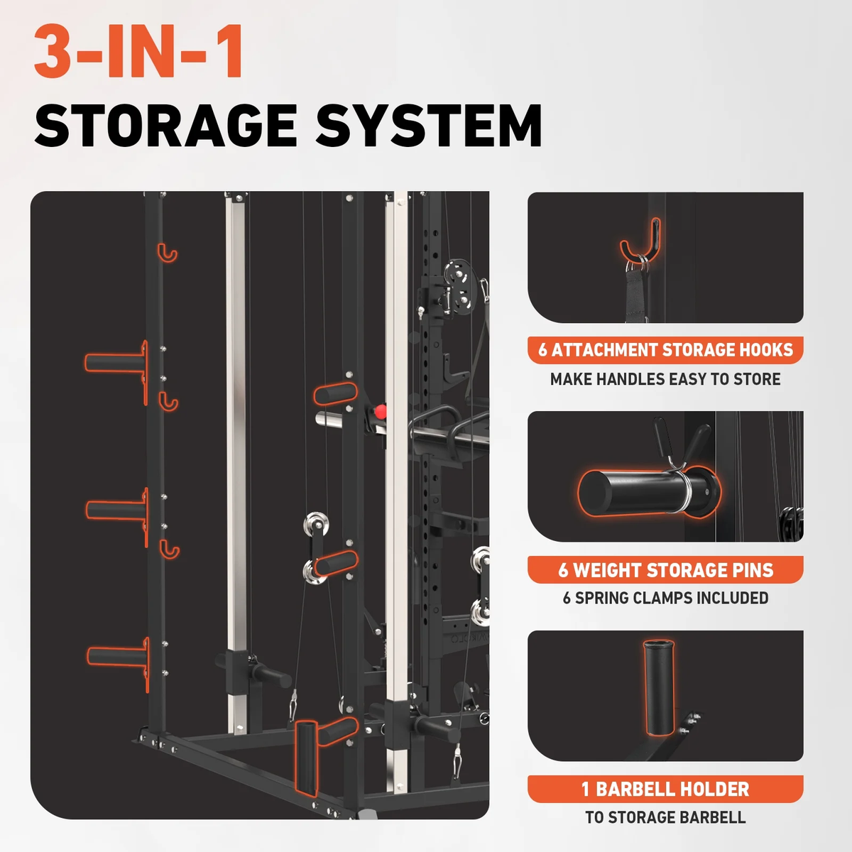 Smith Machine, All-In-One Power Rack Cage with Vertical Leg Press, 2000LBS Power Cage Squat Rack with Smith Bar, Dual Pulley Cable Crossover System for Home Gym